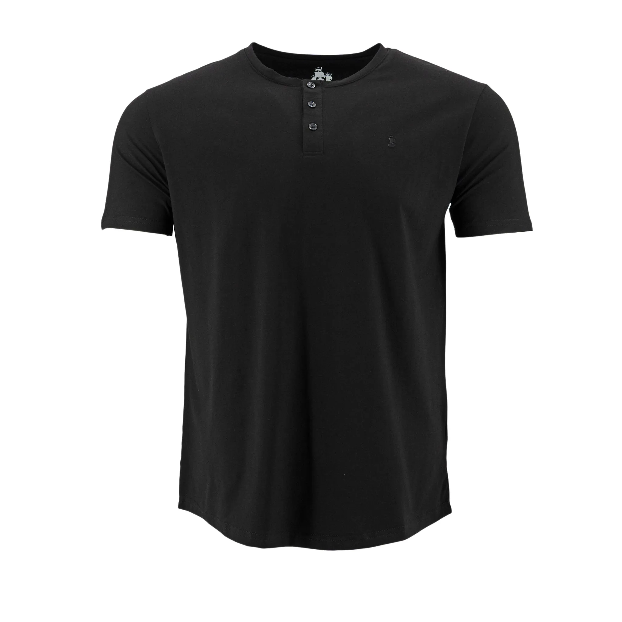 Camiseta 1492 Mangas Cortas Cuello Henley Lisa Para Caballeros