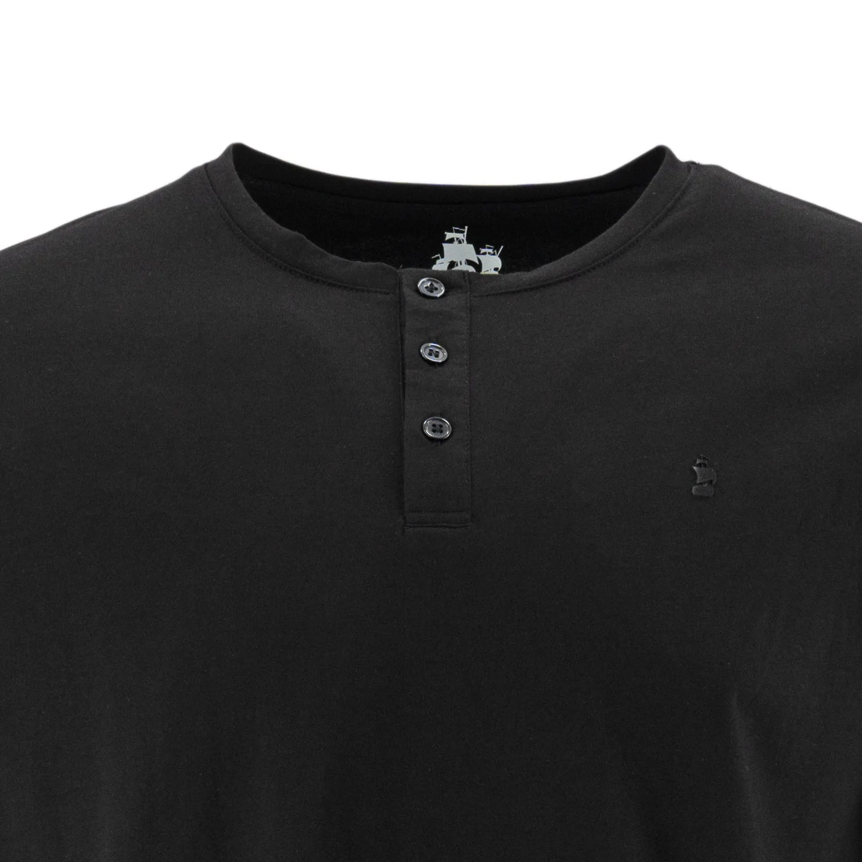Camiseta 1492 Mangas Cortas Cuello Henley Lisa Para Caballeros