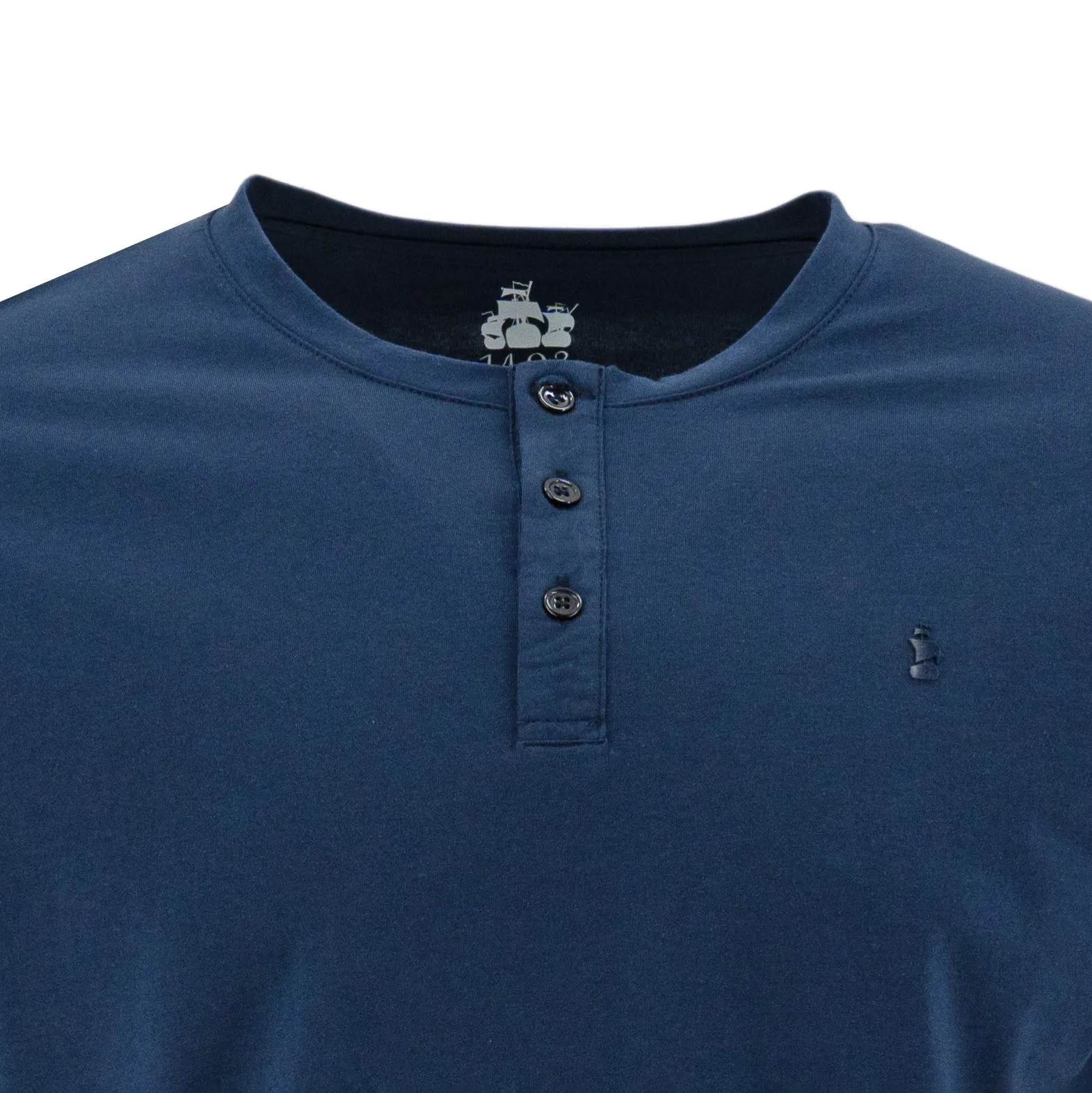 Camiseta 1492 Mangas Cortas Cuello Henley Lisa Para Niños