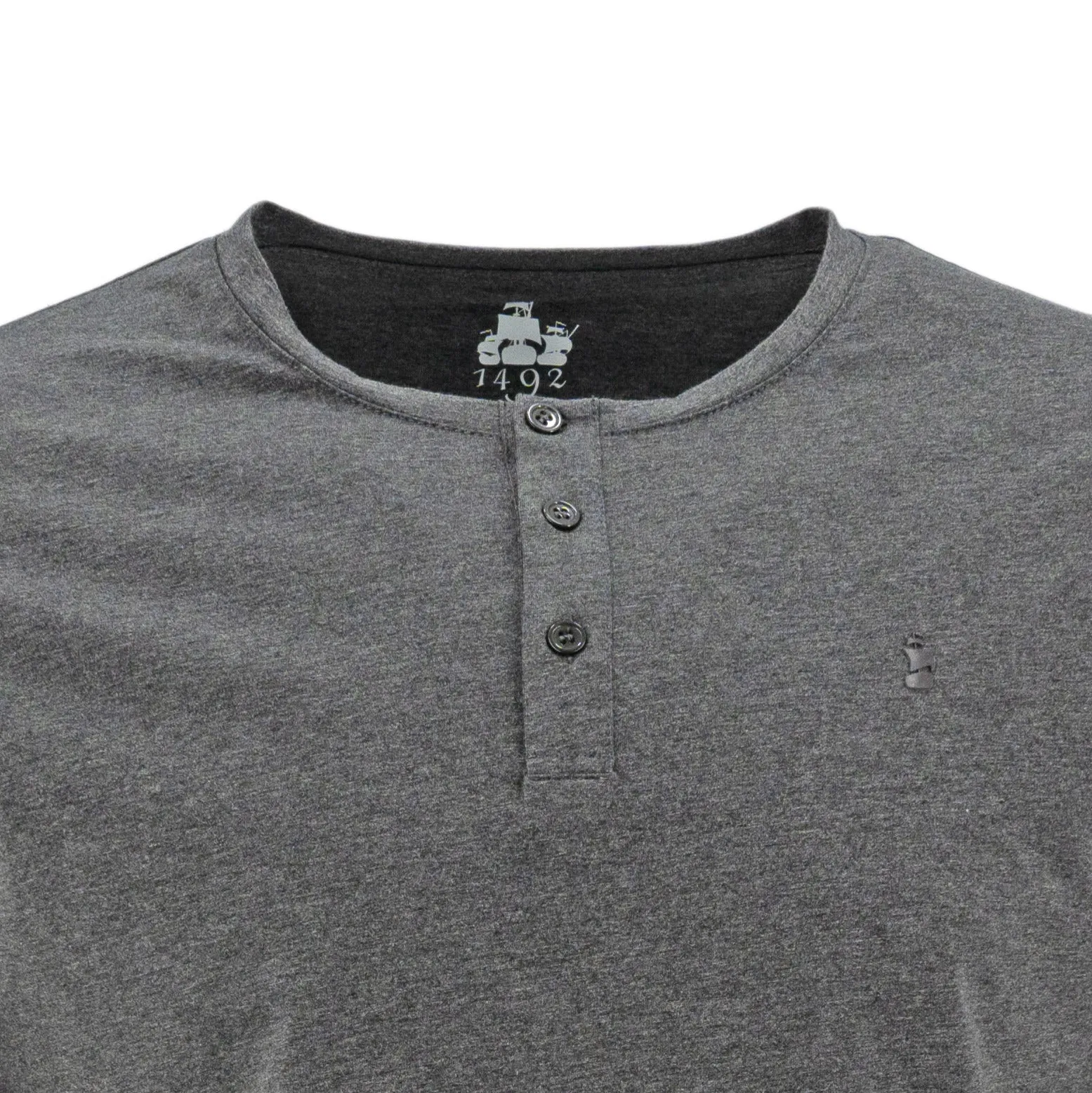 Camiseta 1492 Mangas Cortas Cuello Henley Lisa Para Niños