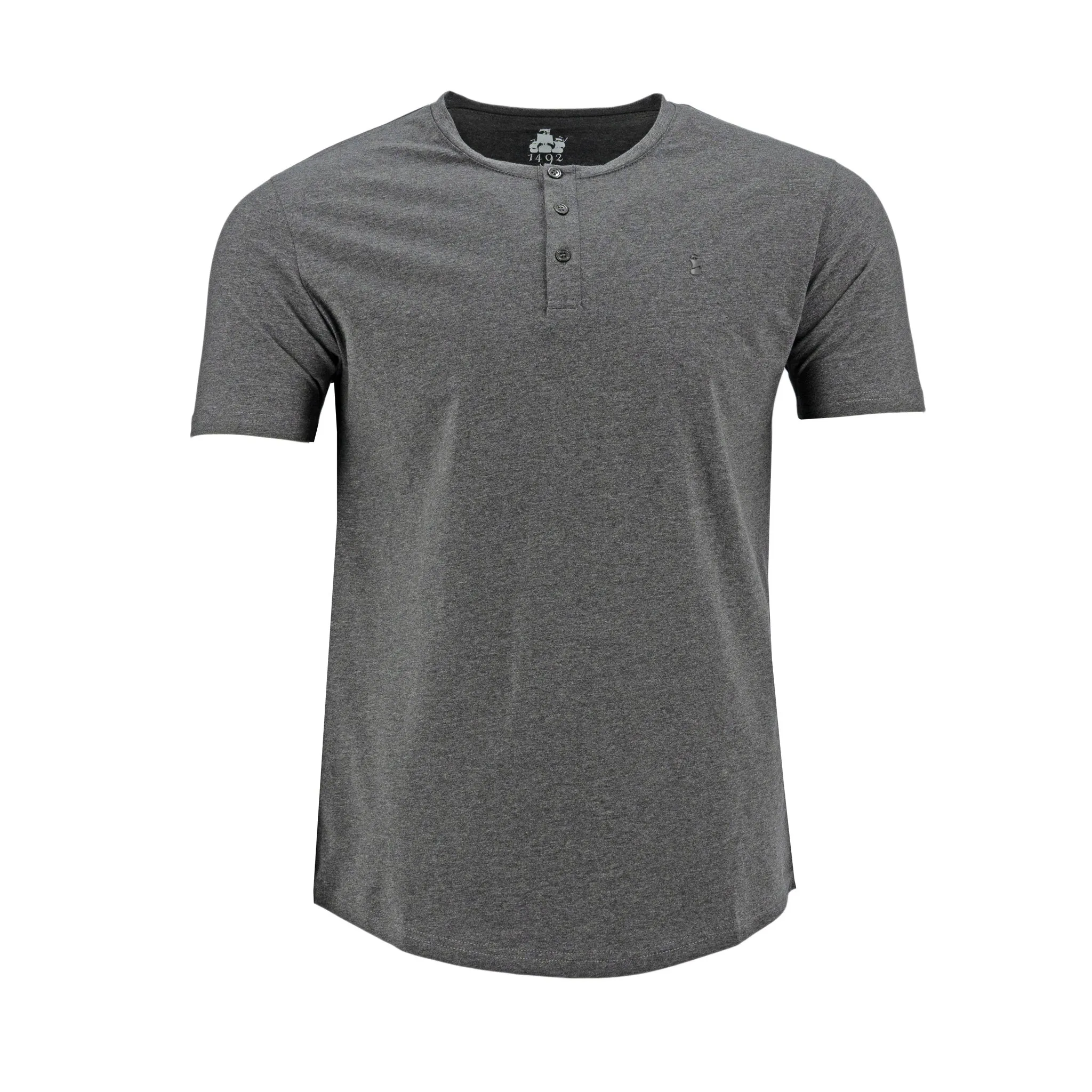 Camiseta 1492 Mangas Cortas Cuello Henley Lisa Para Niños