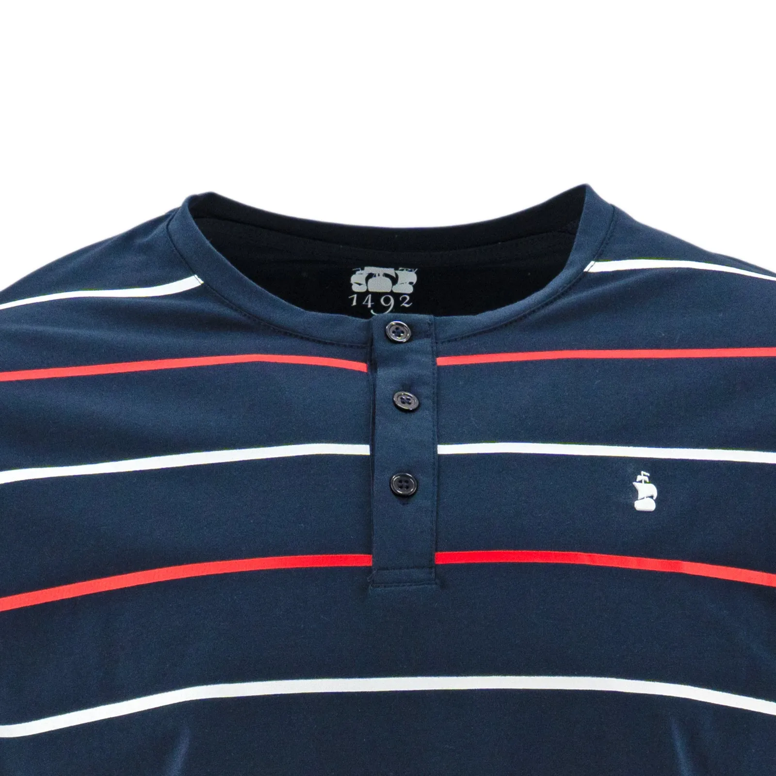 Camiseta 1492 Mangas Cuello Henley Cortas Rayas P/ Caballeros