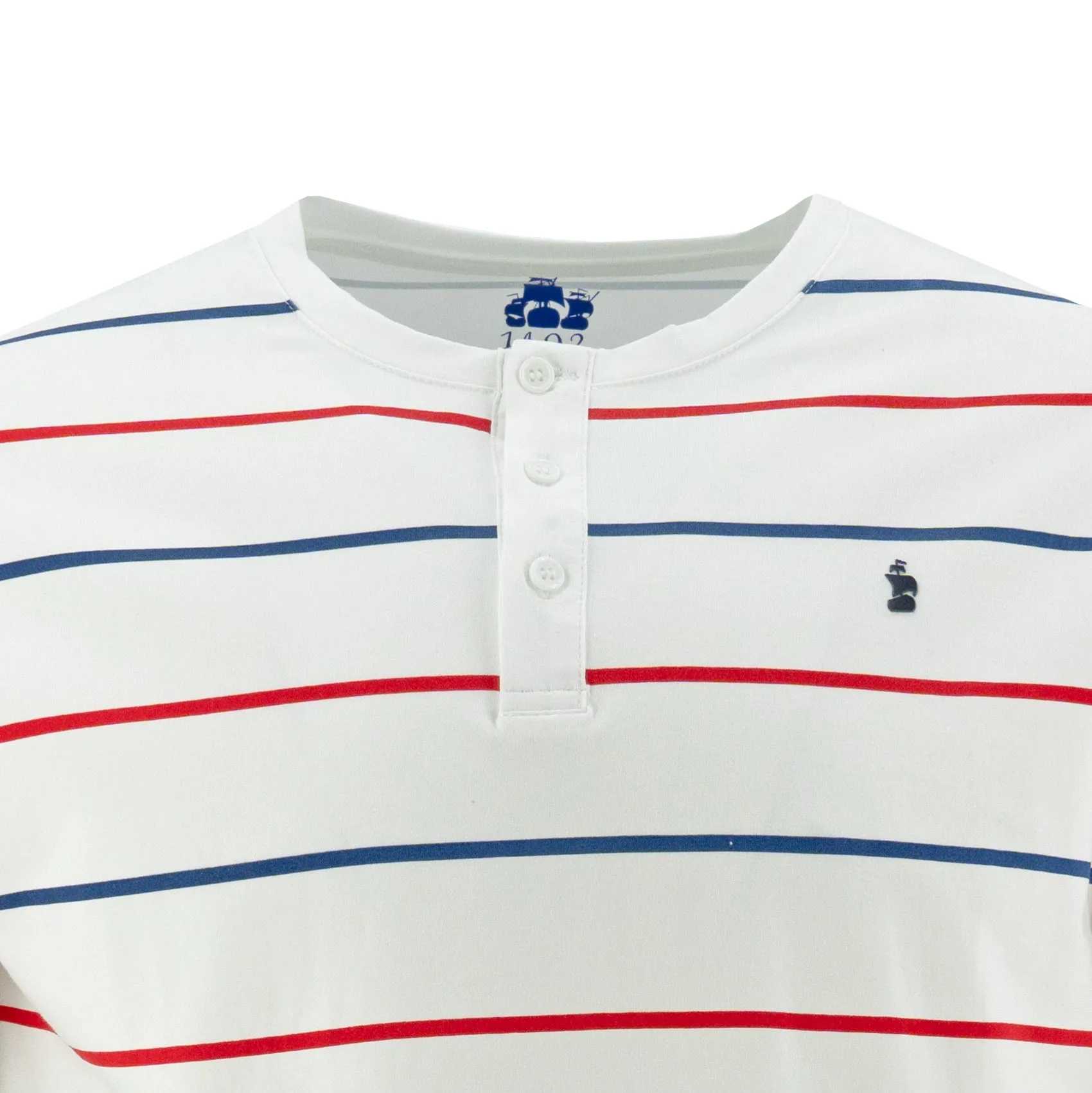 Camiseta 1492 Mangas Cuello Henley Cortas Rayas P/ Caballeros