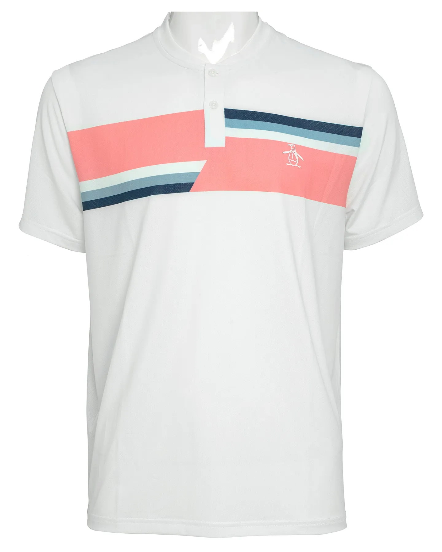 Camiseta Penguin Mangas Cortas Cuello Henley Estampada P/ Caballeros