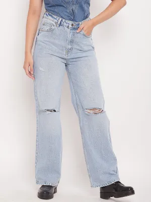 Camla Barcelona Light Blue Distressed Boyfriend Fit Jeans