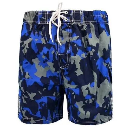Camouflage Pattern Elastic Waist Board Shorts - Royal Blue 2xl