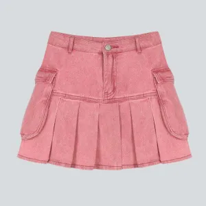 Cargo pink skater denim skirt