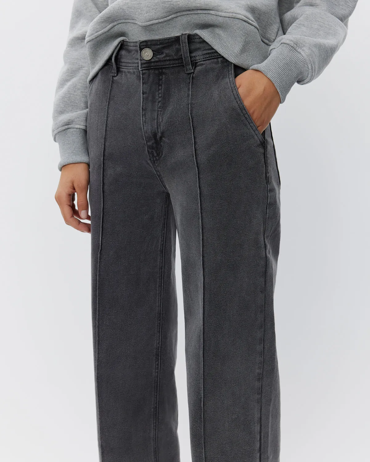 CARISW MID JEANS - Grey Denim