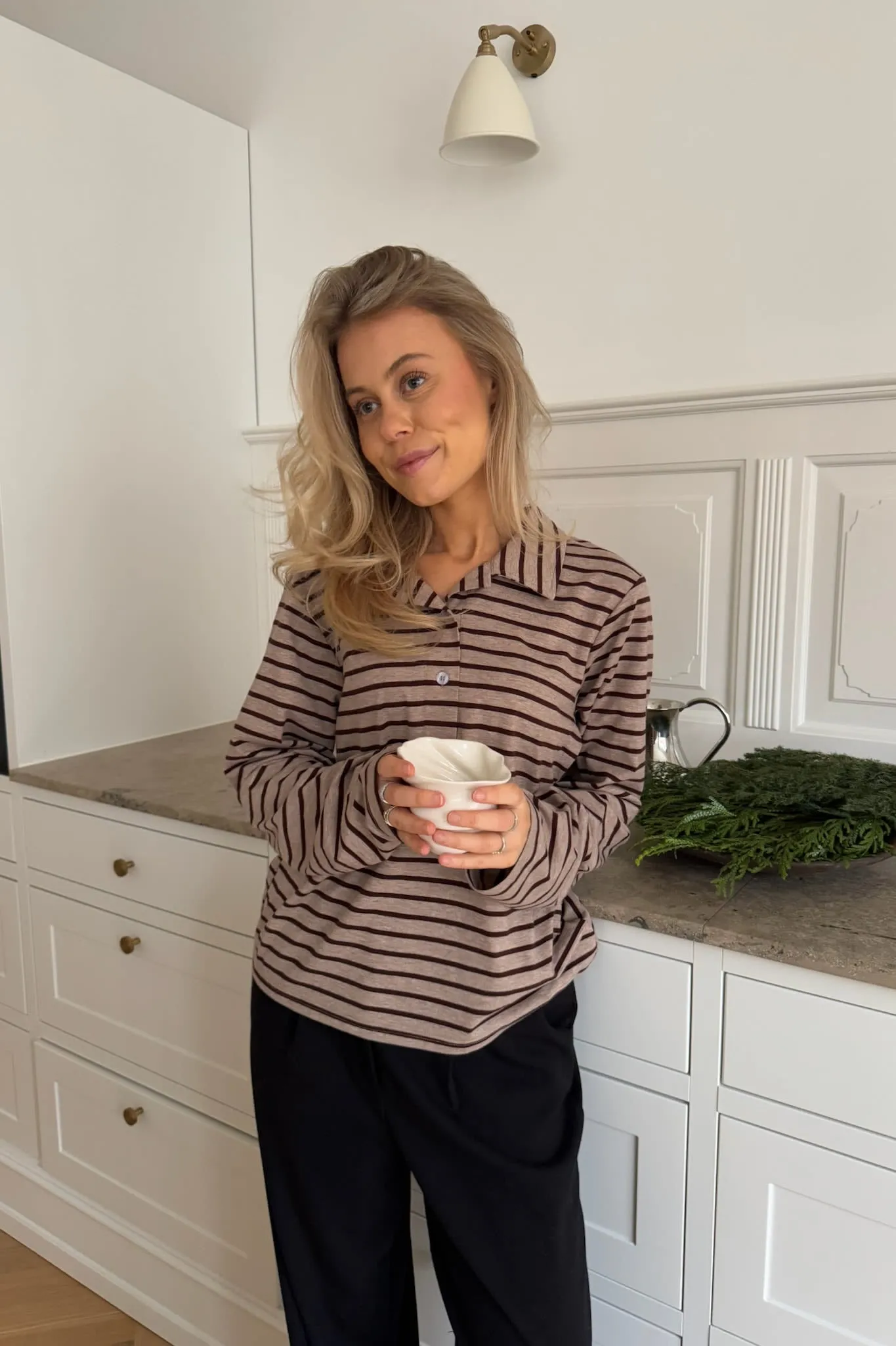 CarlyIC Polo - Beige Brun Stribet