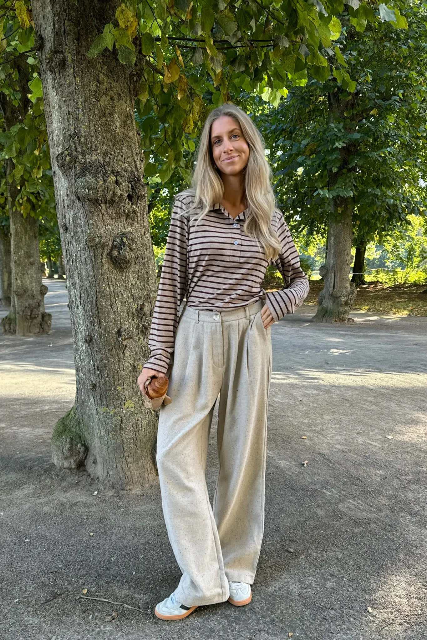 CarlyIC Polo - Beige Brun Stribet