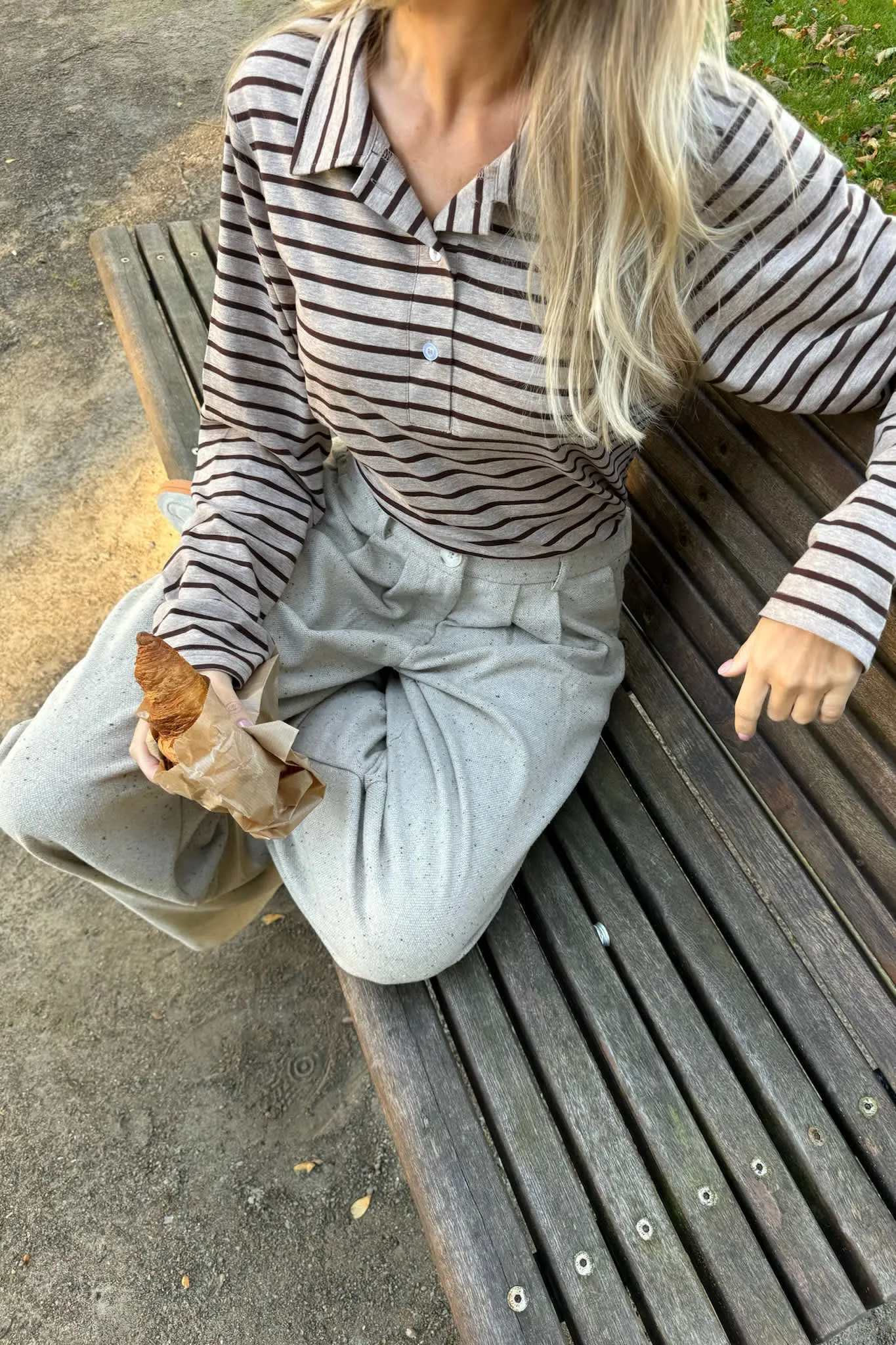 CarlyIC Polo - Beige Brun Stribet