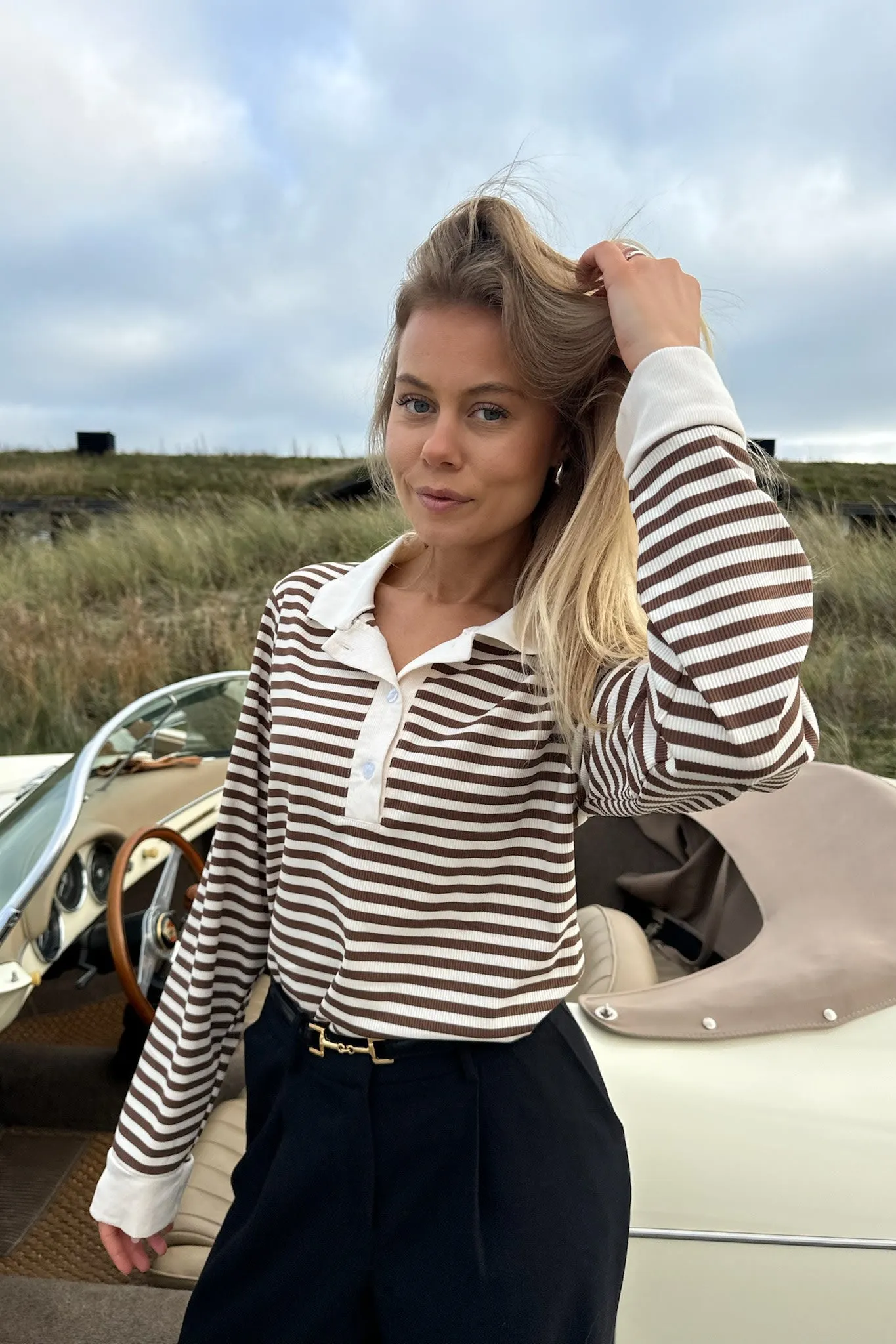 CarlyIC Polo - Brun Stribet