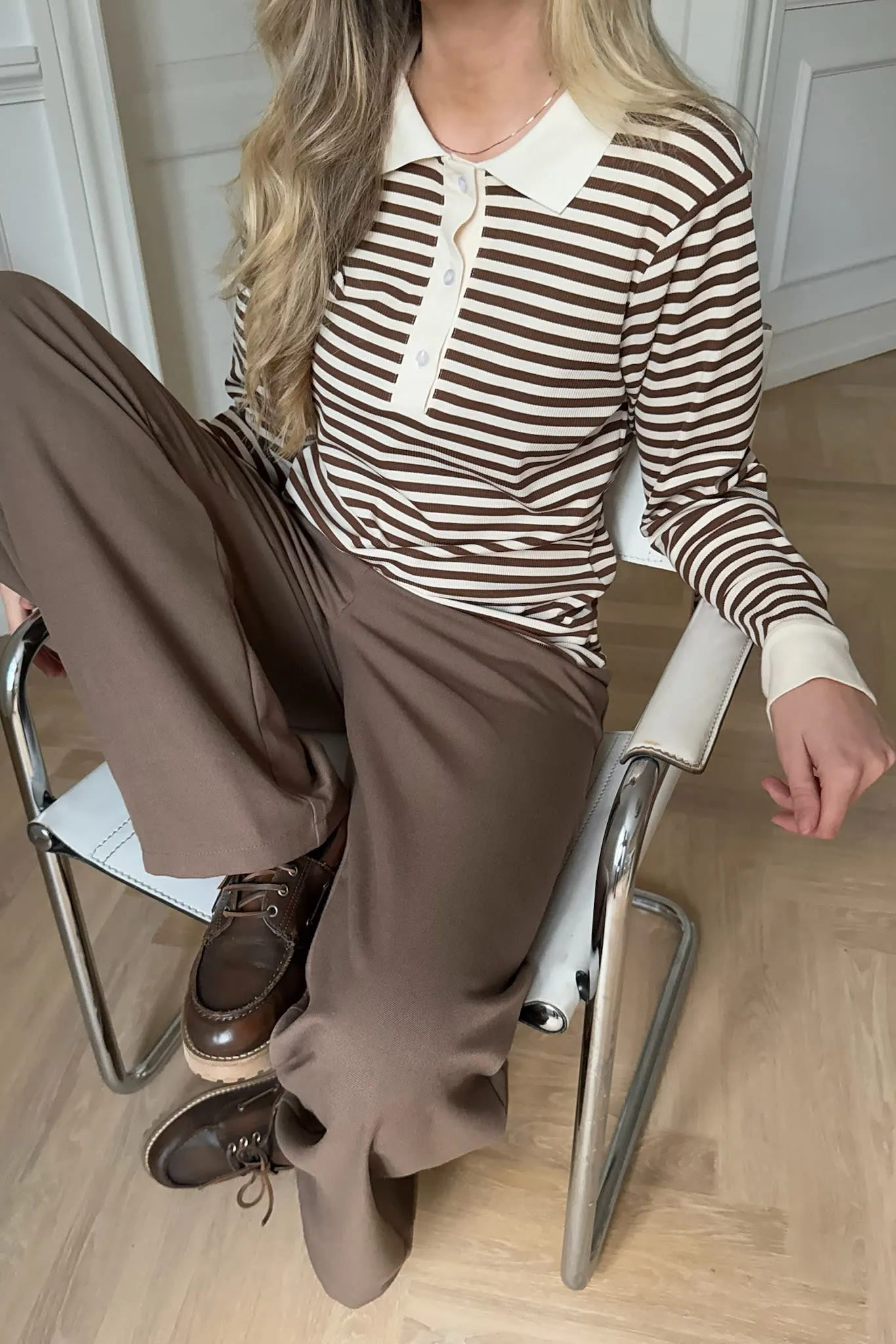 CarlyIC Polo - Brun Stribet
