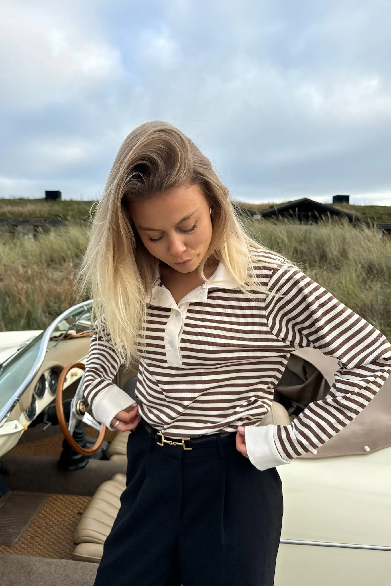 CarlyIC Polo - Brun Stribet