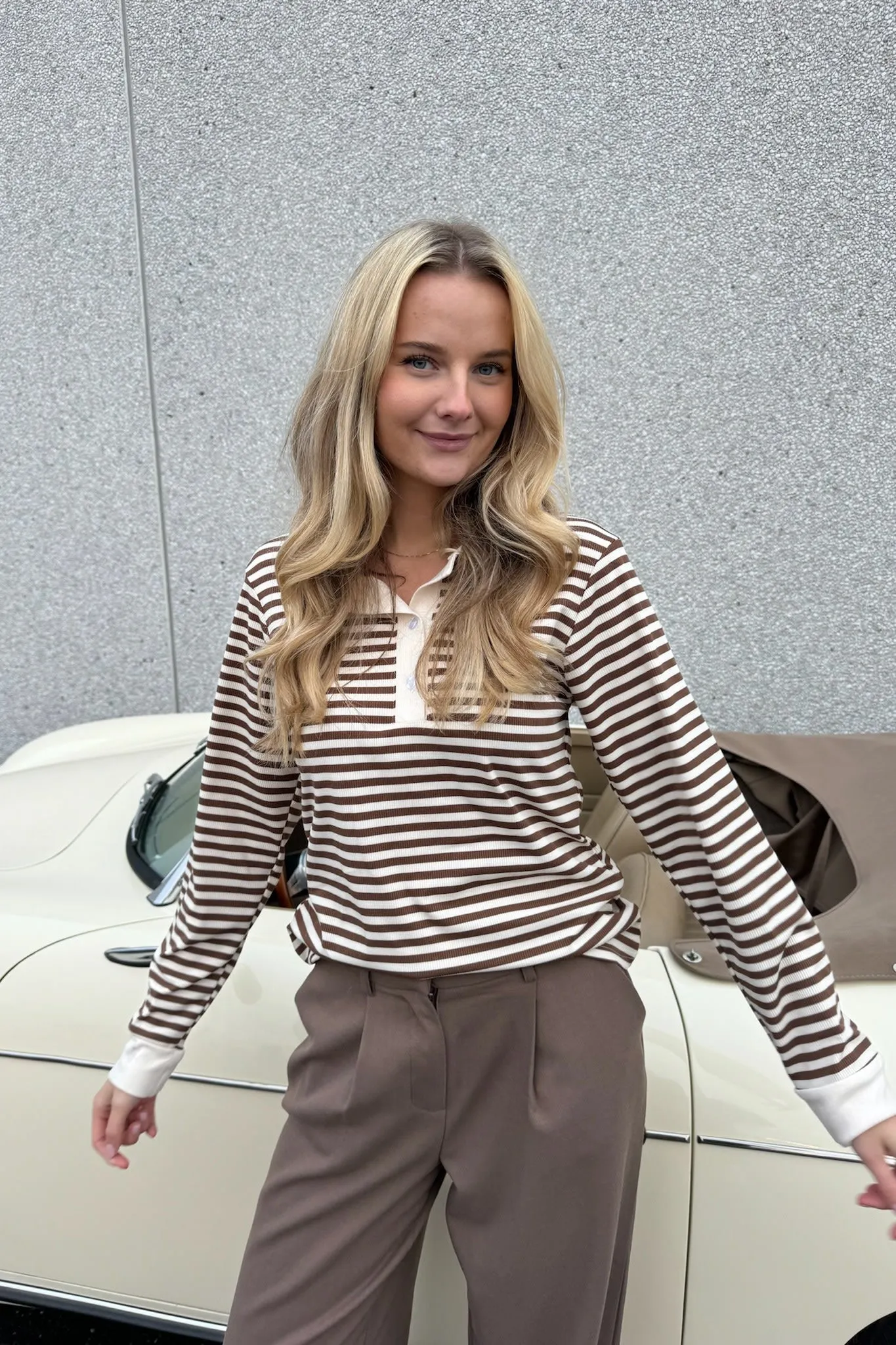 CarlyIC Polo - Brun Stribet