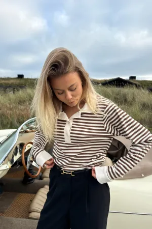 CarlyIC Polo - Brun Stribet