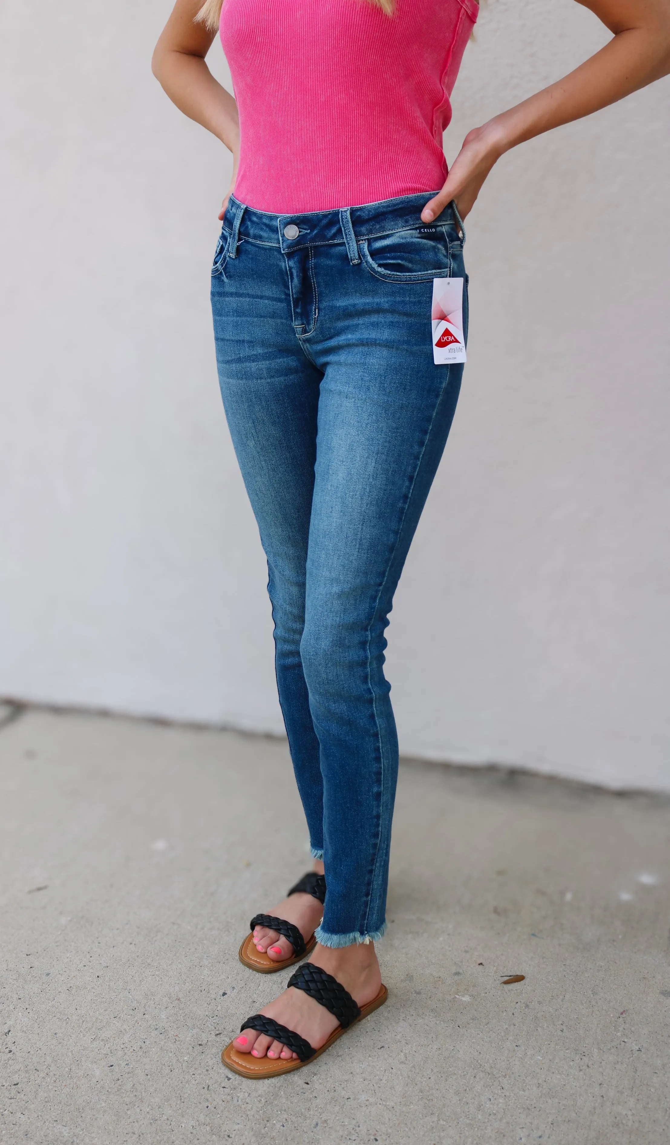 Cello Low Rise Mid Wash Skinny Jeans