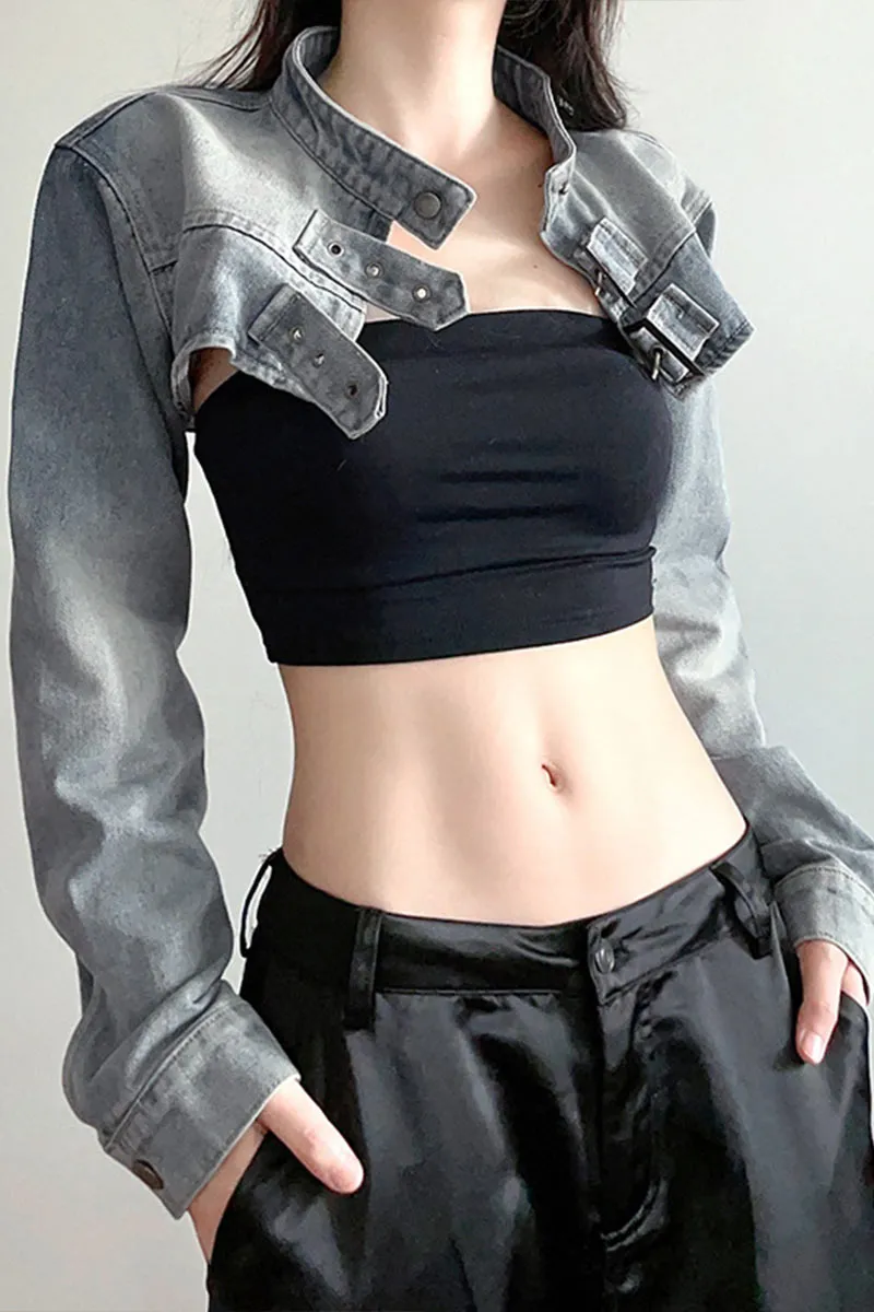 CF810 Denim Ultra Cropped Jacket