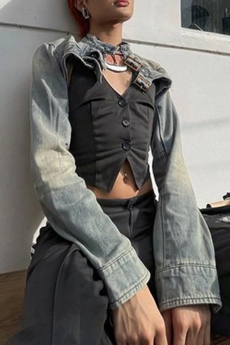 CF810 Denim Ultra Cropped Jacket