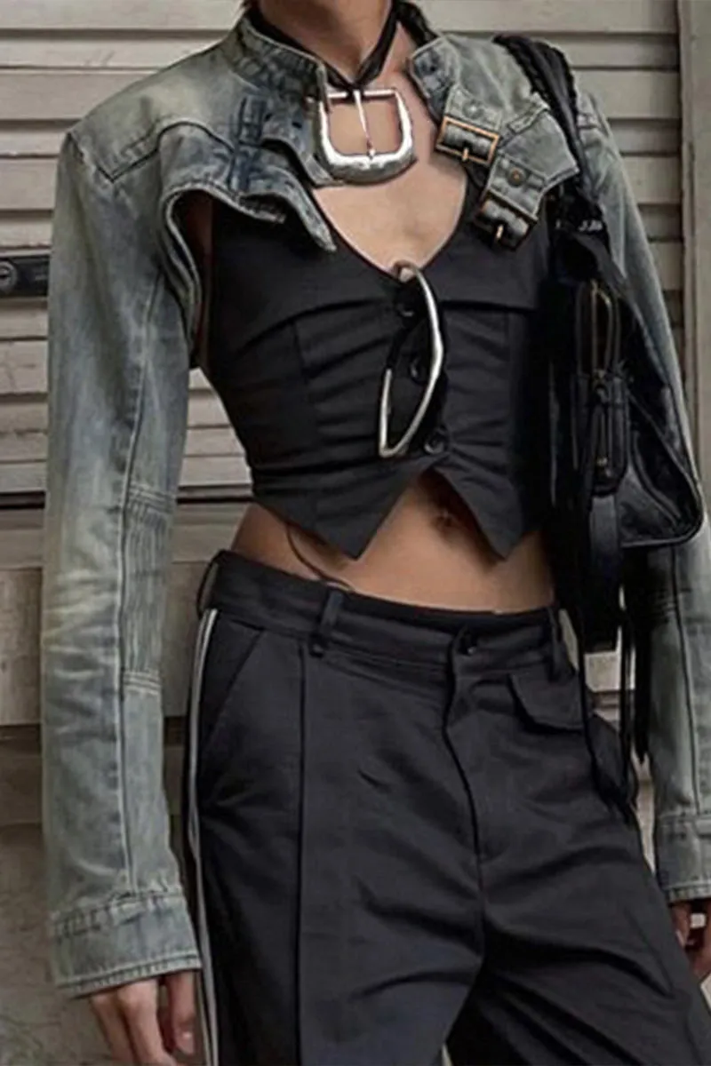 CF810 Denim Ultra Cropped Jacket