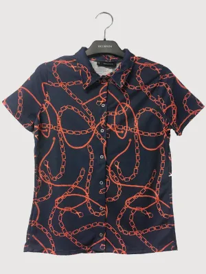 CHAIN PRINT BUTTONDOWN POLO T-SHIRT