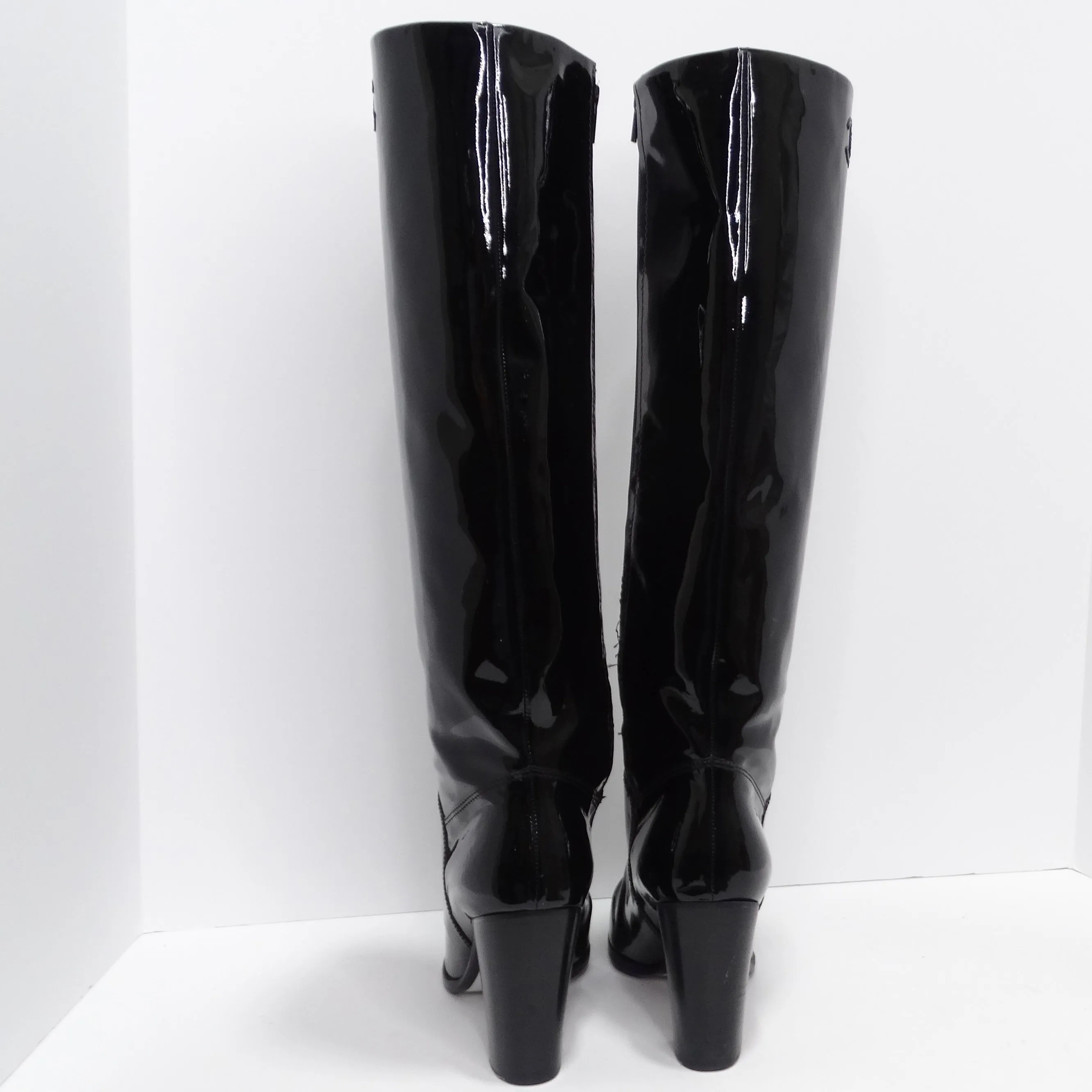 Chanel Black Patent Leather Boots