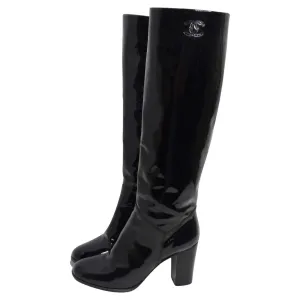Chanel Black Patent Leather Boots