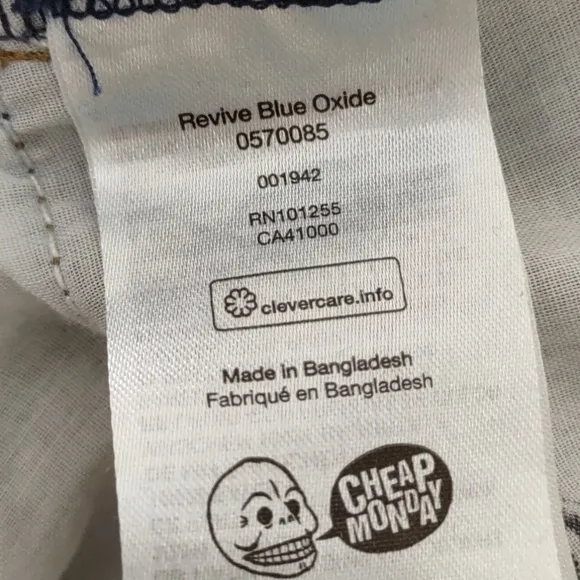 Cheap Monday Revive Blue Oxide Jeans Sz 28
