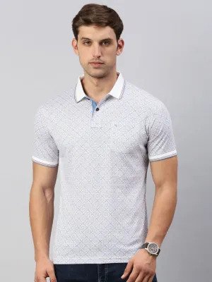 Classic Polo Men's Printed Lt.Blue Cotton Slim Fit Half Sleeve T-Shirt | BELLO - 298 A SF P