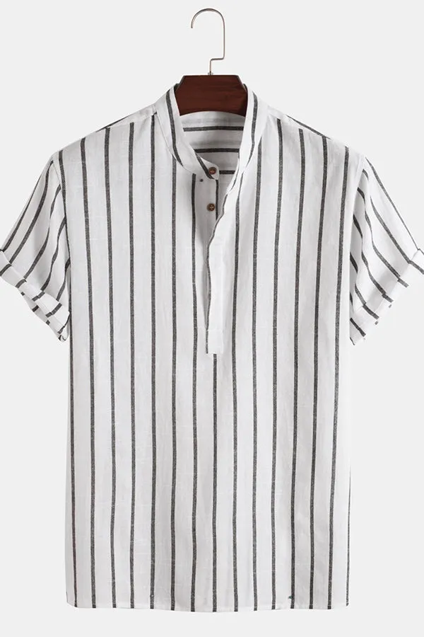 Classic Stripes Short Sleeve Henley Shirts