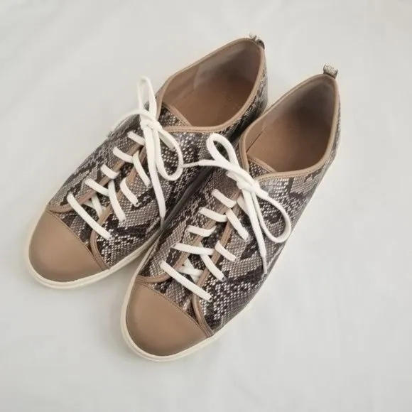 Cole Haan Women's Grand Snake-Embossed Light Weight Low Top Leather Sneakers 9M