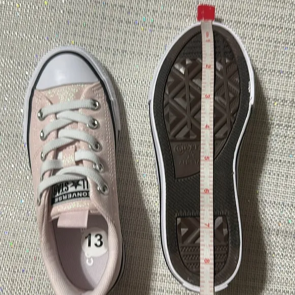 Converse 13 &amp; 1,2,3 Girls Light Pink Metallic White Black Brown Soles Sneakers