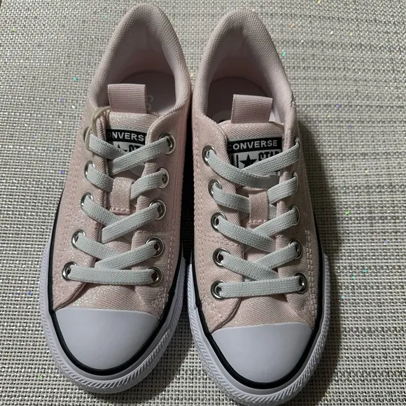 Converse 13 &amp; 1,2,3 Girls Light Pink Metallic White Black Brown Soles Sneakers
