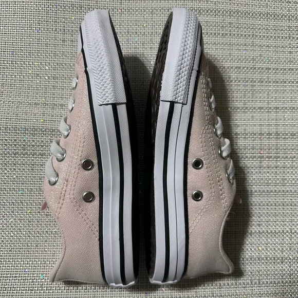Converse 13 &amp; 1,2,3 Girls Light Pink Metallic White Black Brown Soles Sneakers
