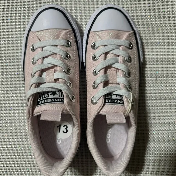 Converse 13 &amp; 1,2,3 Girls Light Pink Metallic White Black Brown Soles Sneakers