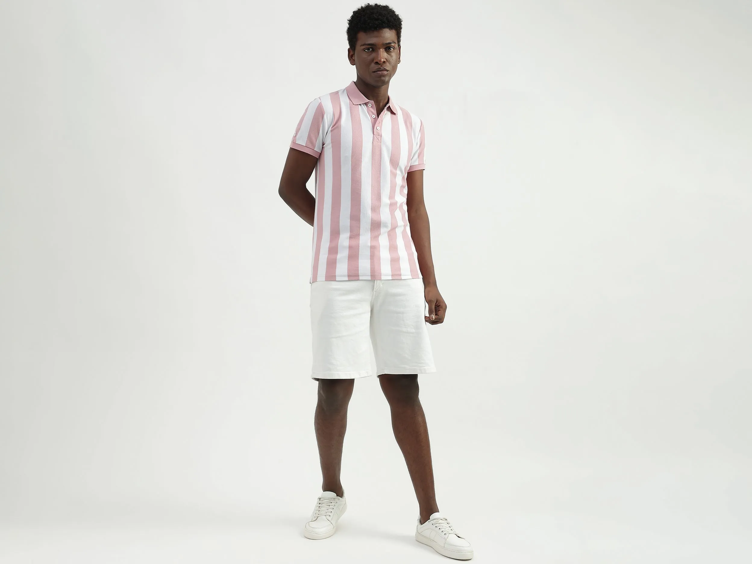 Cotton Striped Polo Collar Mens T-shirts