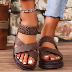 Crisscross Open Toe Sandals - Stylish Platform Design for Comfort