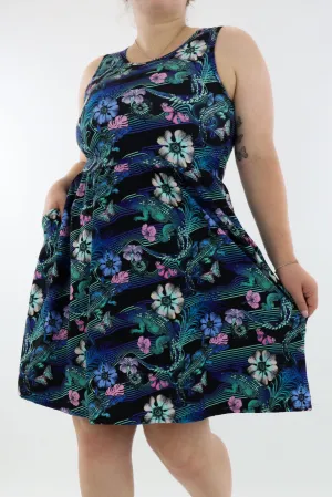Crocodile Tropics - Sleeveless Skater Dress - Knee Length - Side Pockets