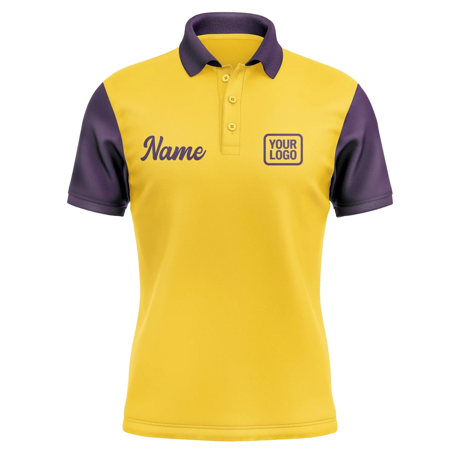 Custom Gold Purple Short-Sleeve Polo Shirt