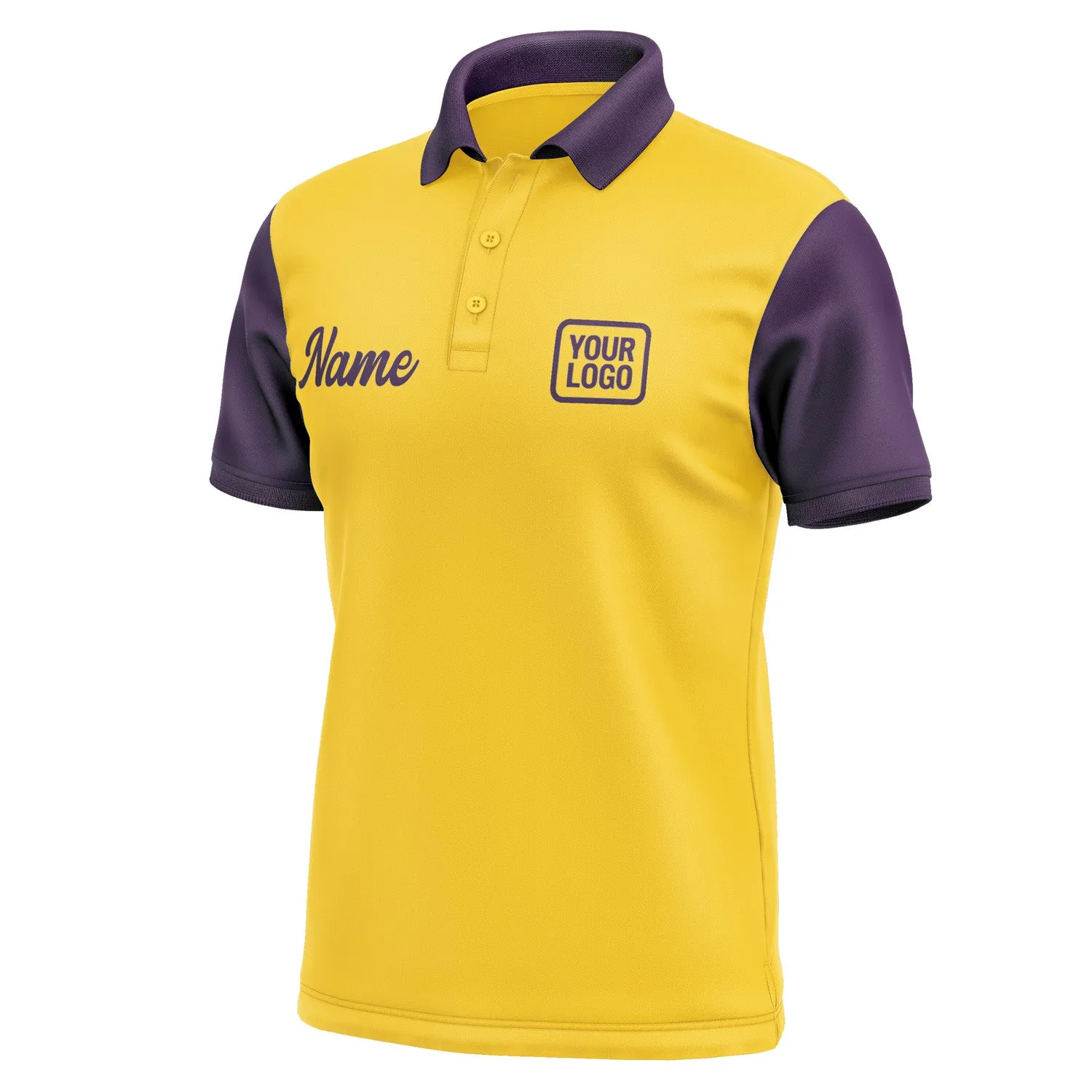 Custom Gold Purple Short-Sleeve Polo Shirt