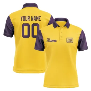 Custom Gold Purple Short-Sleeve Polo Shirt