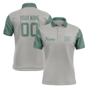 Custom Gray Blue Green Short-Sleeve Polo Shirt