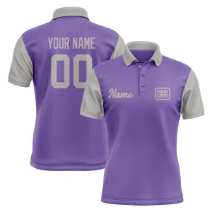 Custom Light Purple Gray Short-Sleeve Polo Shirt