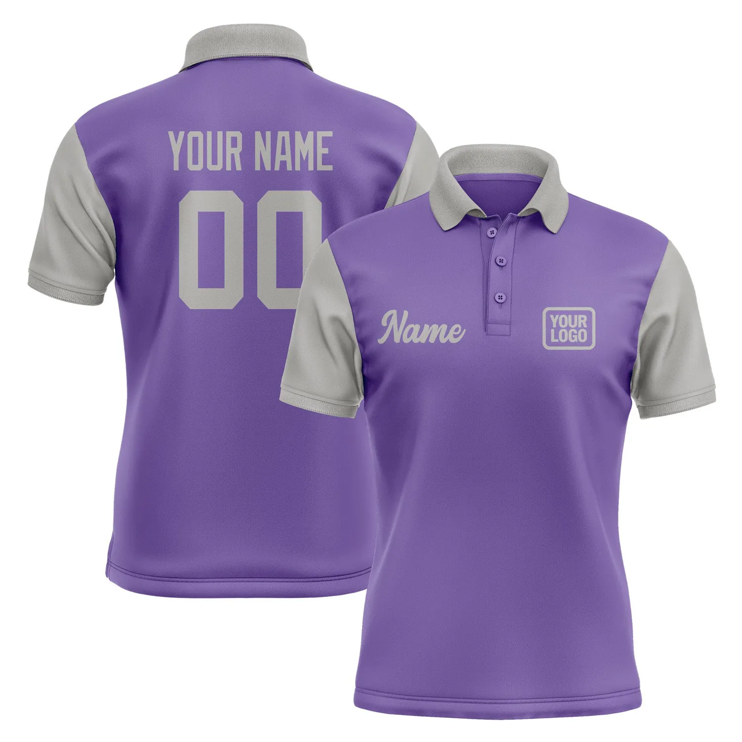 Custom Light Purple Gray Short-Sleeve Polo Shirt