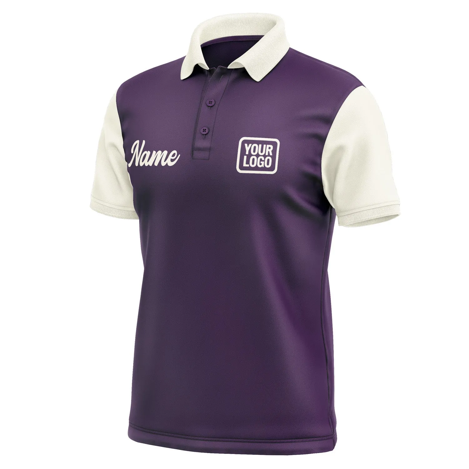 Custom Purple Cream Short-Sleeve Polo Shirt