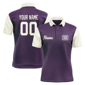 Custom Purple Cream Short-Sleeve Polo Shirt