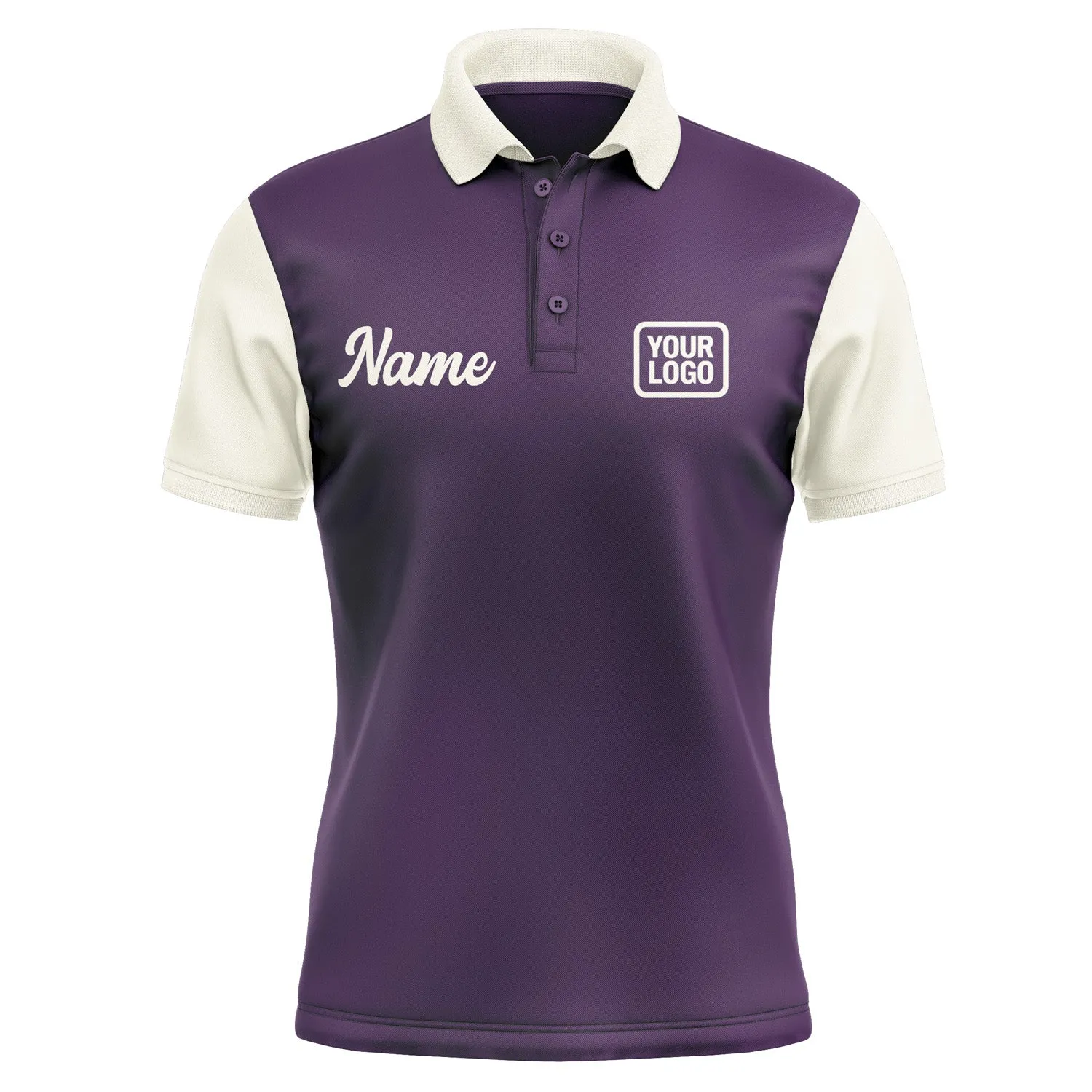 Custom Purple Cream Short-Sleeve Polo Shirt