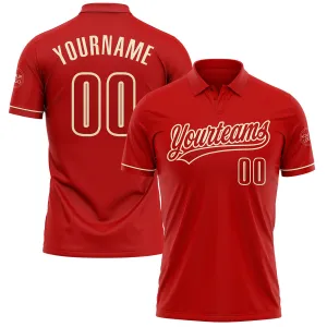 Custom Red Red-Cream Performance Vapor Golf Polo Shirt