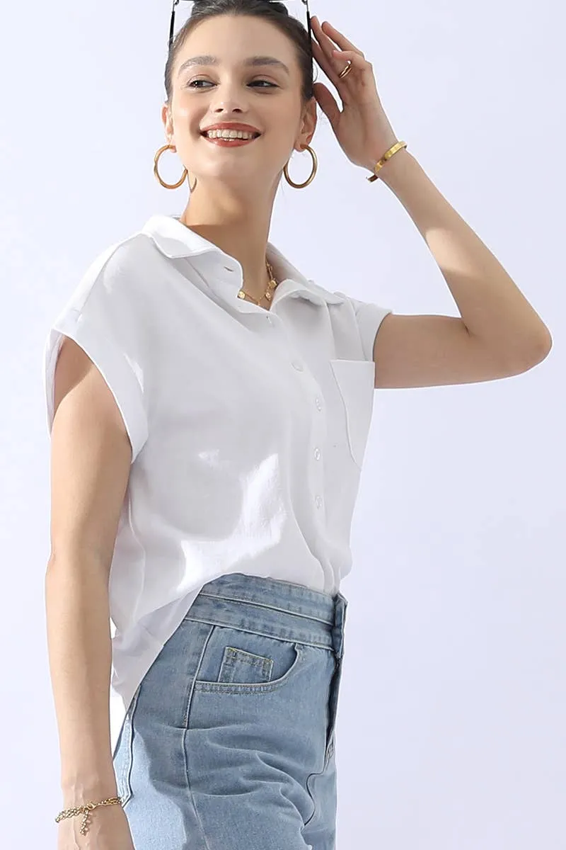 CWTTS698_JOHNNY COLLARS BUTTON CLOSER SHORT SLEEVE TOP: Orange / (XL) 1
