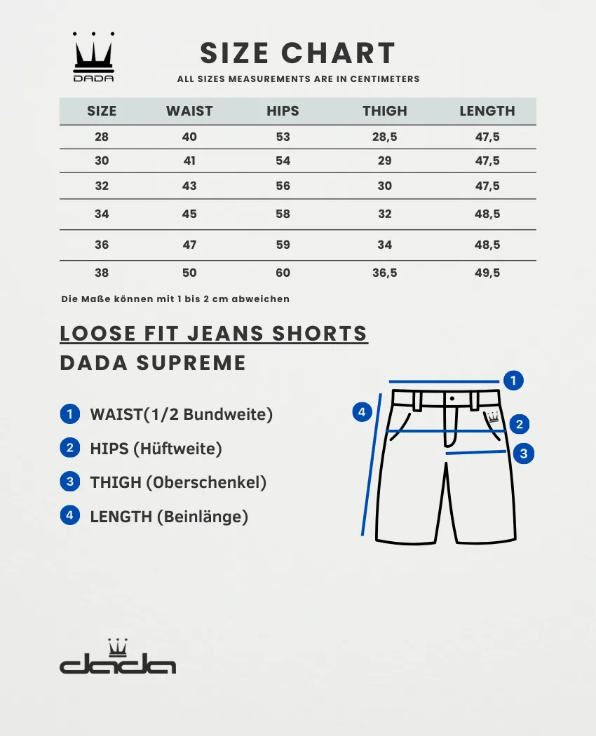 Dada Supreme Front Logo Jeans Shorts Intense Washed Blue